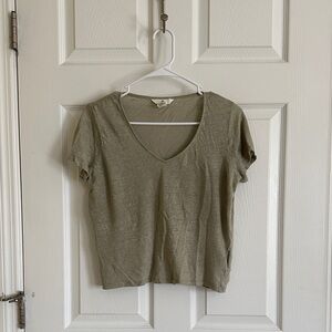 Olive V-Neck Women's Top linen flowy top